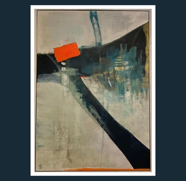 an abstract painting by Brendon Taylor a local artist from Frigiliana