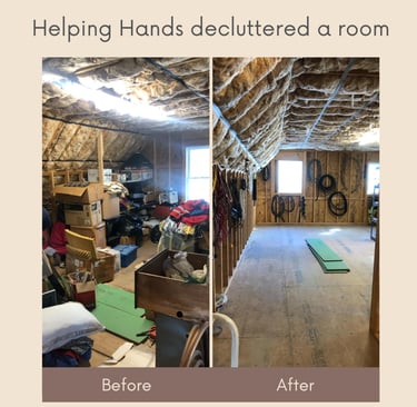 Before and after room declutter