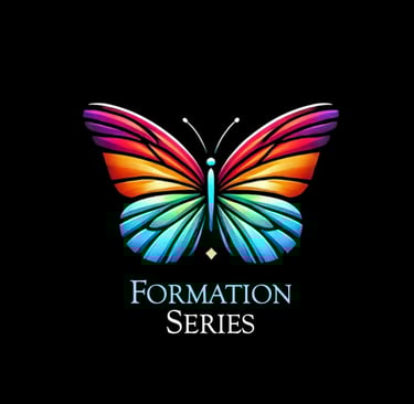 Multicoloured butterfly logo with Formation Series text, symbolising spiritual transformation and un