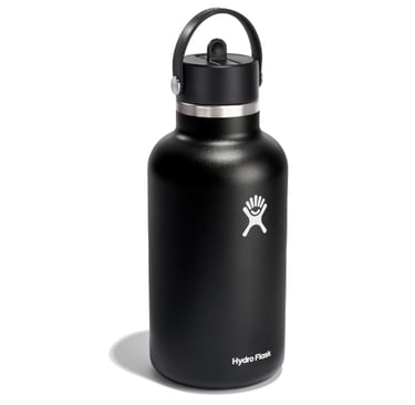 64 oz stainless steel Hydro Flask water bottle with straw lid in black