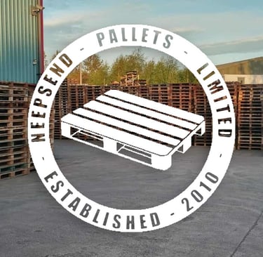 Yard with pallets and Neepsend Pallets logo