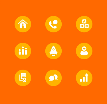 Grid of custom made icons.