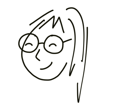 hand-drawn illustration of a face with glasses