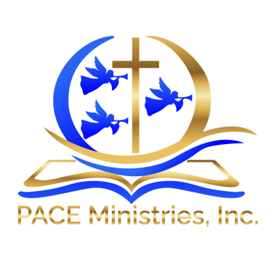 Official PACE Logo featuring the cross, three angels, an open Bible and wind current