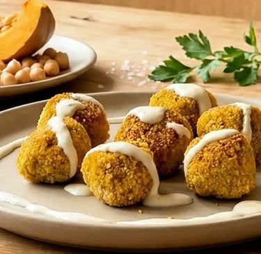 Mediterranean veggie balls recipe made with pumpkin and chickpeas