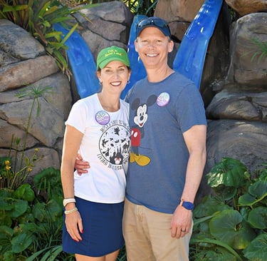 Kim Hartless pictured with her husband at Disney's Animal Kingdom® Park.
