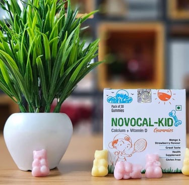 Novocal Kid Gummies – Delicious Calcium & Vitamin D3 gummies for strong bones, healthy teeth, growth
