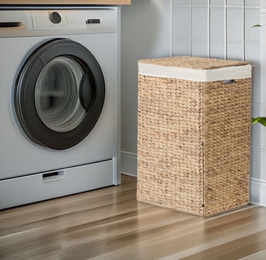 a laundry basket in laundry room