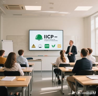 a man in a suit and tie is standing in front of a class room