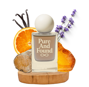 PureAndFound Unisex fragrance bottle featuring dried orange, fig, and lavender.