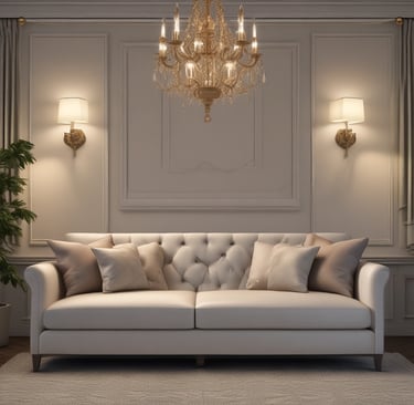 a couch with pillows and pillows in a room