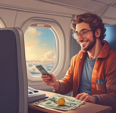 A close-up of a laptop screen displaying a blog post about bitcoin investments.