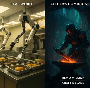 a robot that is standing in front of a counter