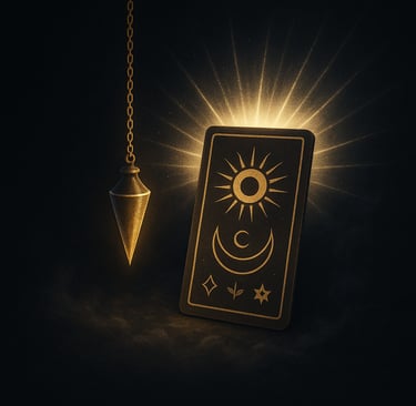 a tarot card deck with a pendulum wheel and a pendulum
