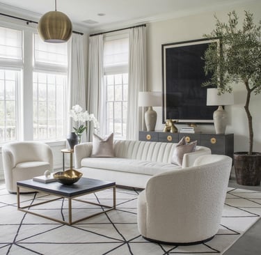 a living room with a couch and a table