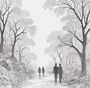 A warm, inviting desk with a notebook, pen, and a cup of tea beside a softly glowing lamp.