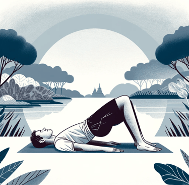 a woman doing yoga exercises in a park