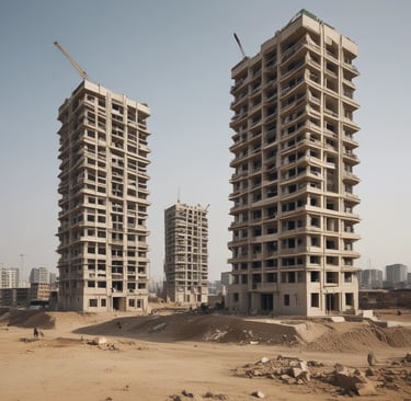 a high rise underconstruction development in pakistan but with neighbourhood