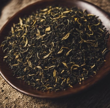 a bowl of Green tea on a wooden table