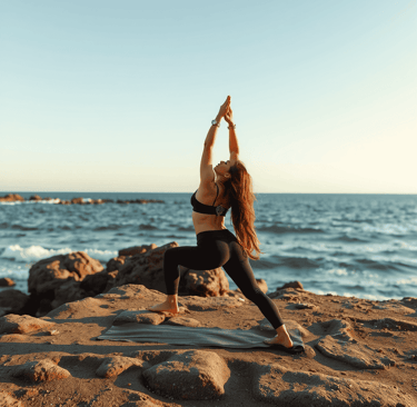 Woman meditating by the sea