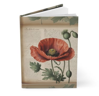 garden journal with picture of vintage botanical poppy print.