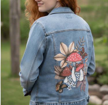 Girl wearing a printed jacket