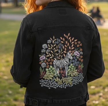 Girl wearing a printed jacket