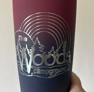 laser engraved drink tumbler with campground logo