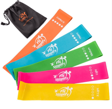 Fit Simplify non-toxic natural latex resistance bands set with 5 resistance levels