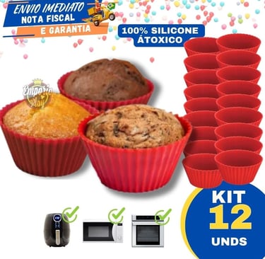 kit doze forminhas de silicone capcake