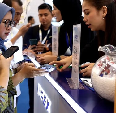 Visitor redeeming digital reward points at brand activation booth in Indonesia