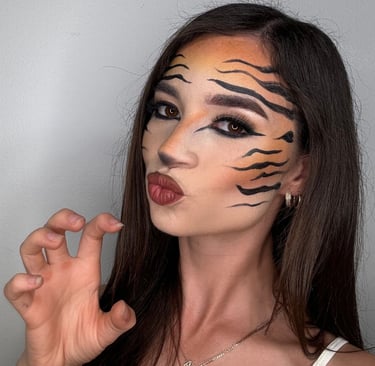 Tiger inspired makeup look for Halloween