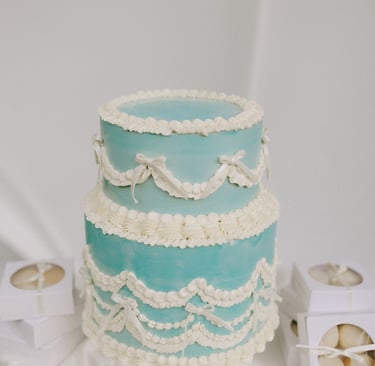 Blue vintage piping wedding cake bozeman big sky montana