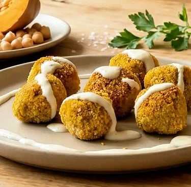Veggie balls gluten free recipe made with pumpkin and chickpeas