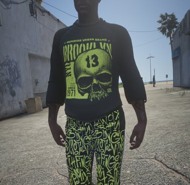 Green skull t-shirt for men – “Brookin 13” print