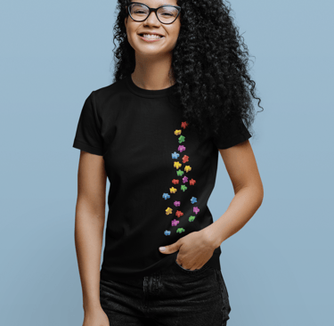 Falling Meeples women's T-shirt