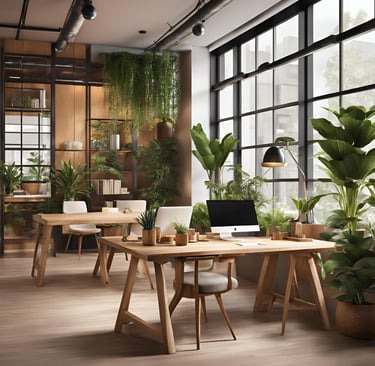 a desk with a laptop and a laptop on it- Clayworks jp nagar