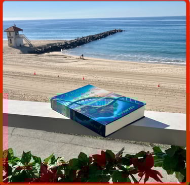 Hardcover of The Good Gene with ocean in the background.