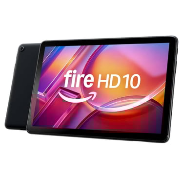 Amazon Fire HD 10 tablet 2025 streaming movies and playing games on a vibrant HD screen