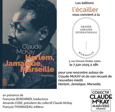 Affiche de la rencontre autour de Claude McKay pour son receuil "Harlem, Jamaïque, Marseille"