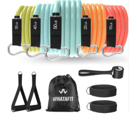 Whatafit non-toxic natural latex resistance bands set with 5 levels