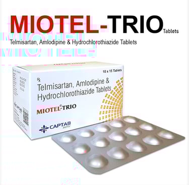 Telmisartan, amlodipine & hydrochlorothiazide tablets, Miotel-Trio by Captab Biotec