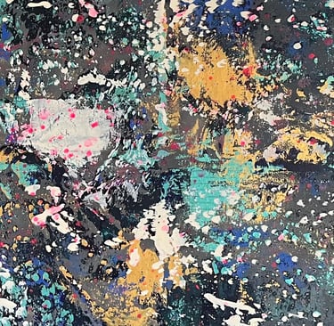 Acryl Gemälde abstrakt grau blau grün