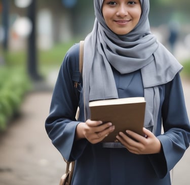 woman wearing blue denim jacket holding book