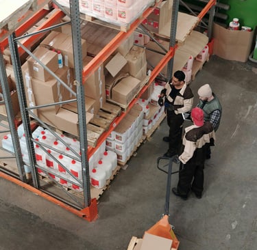 warehouse operatives checking inventory 