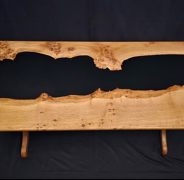 Solid Oak and Black Epoxy Desk top view