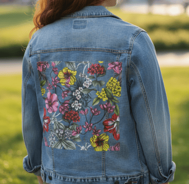 Girl wearing a printed jacket