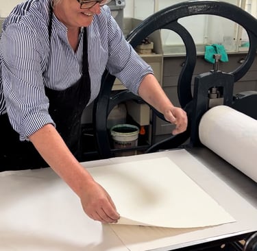 Karen working in the print room at Dumfries House