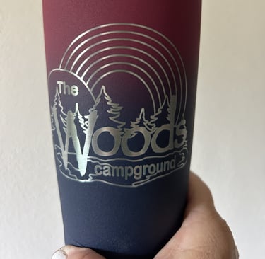 laser engraved drink tumbler with campground logo