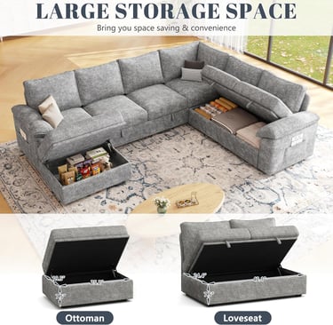 Large Storage Modular Sleeper Sofa